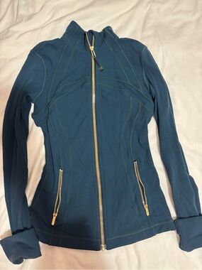 lululemon athletica Teal Zip-Up Active Jacket with Gold Hardware